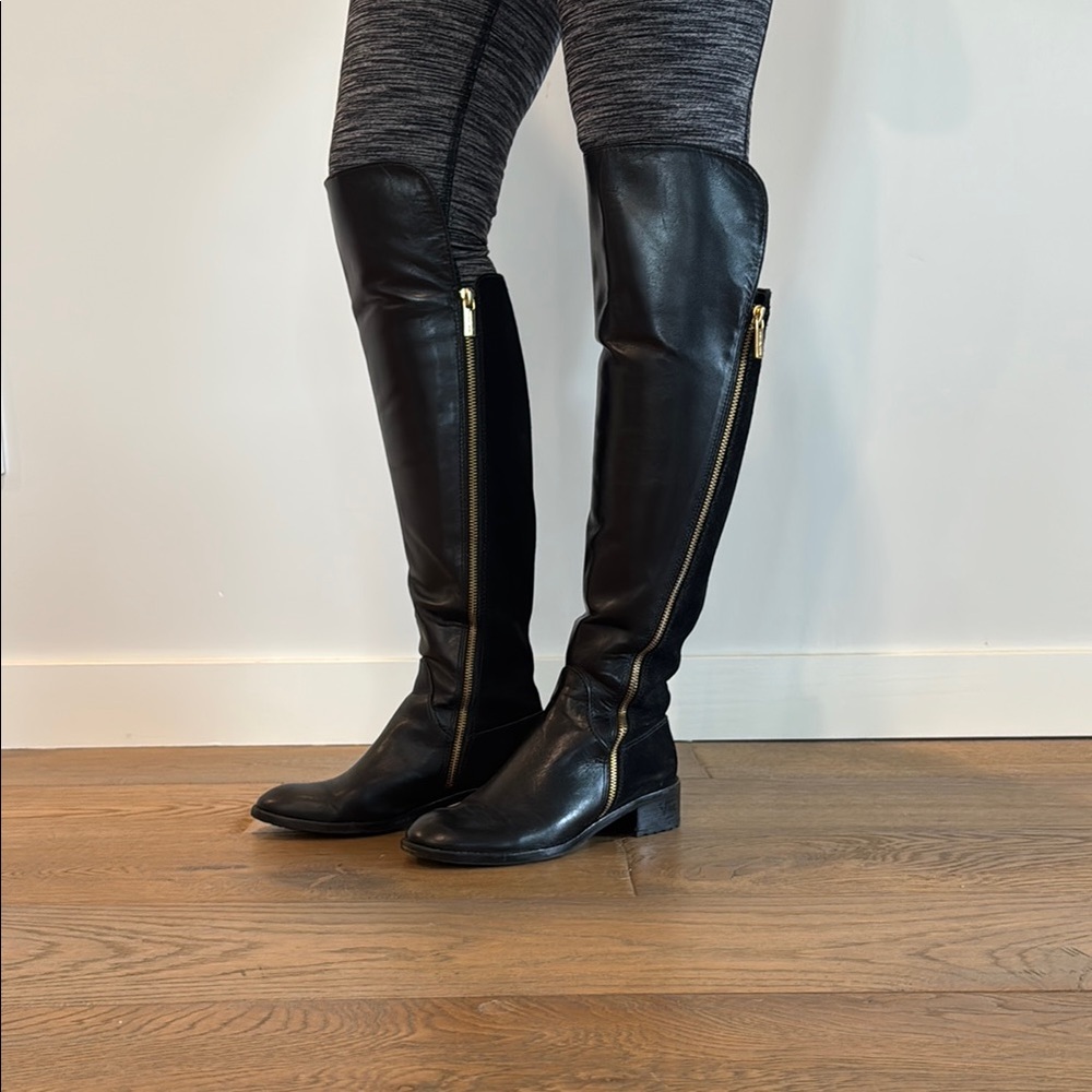 Black Leather Knee-High Boots